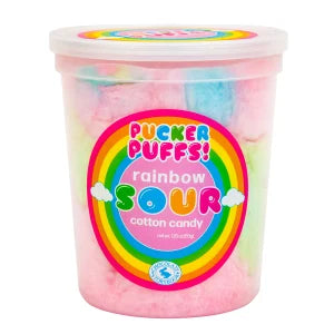 Pucker Puffs Sour Rainbow Cotton Candy Tub