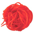 Vibrant red glossy strawberry licorice laces twisted in a knot