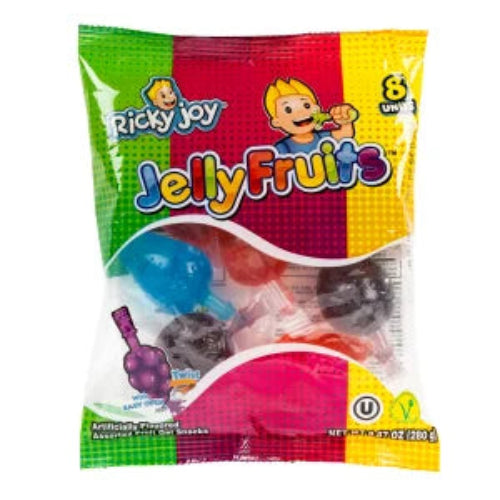 Ricky Joy Jelly Fruits Peg Bag with colorful translucent gummy pieces
