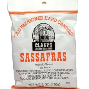 Claeys Sassafras Candy Drops peg bag with vintage label