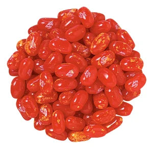Glossy red Sizzlin’ Cinnamon Jelly Belly jelly beans pile