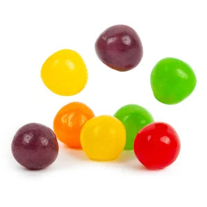 Colorful Sour Fruit Balls Assorted gummy candies in vibrant hues