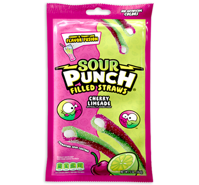 Sour Punch Filled Straws Cherry Limeade Peg Bag
