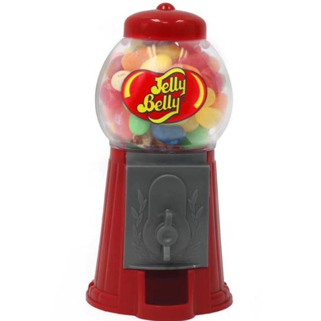 Red and gray Jelly Belly Tiny Bean Machine with colorful jelly beans