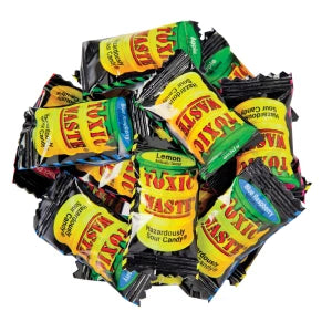 Pile of Toxic Waste Bulk candy in yellow-green foil wrappers