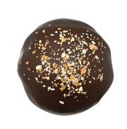 Round dark chocolate truffle topped with crushed nuts, Double Orange Delight 1.5 oz