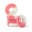 Pink and white sugar-coated watermelon gummy rings